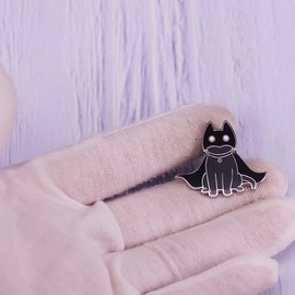 Cool Black Bat Cat Brooch Enamel Pin badge for Backpacks