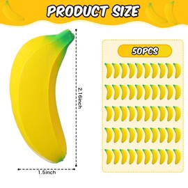 50 Pieces Banana Stress Toy Squishy Banana Toy PU Tiny Stretchy Banana Fidget Toy Banana Sensory Toy for Anxiety Relief Party Favors Adults Supply