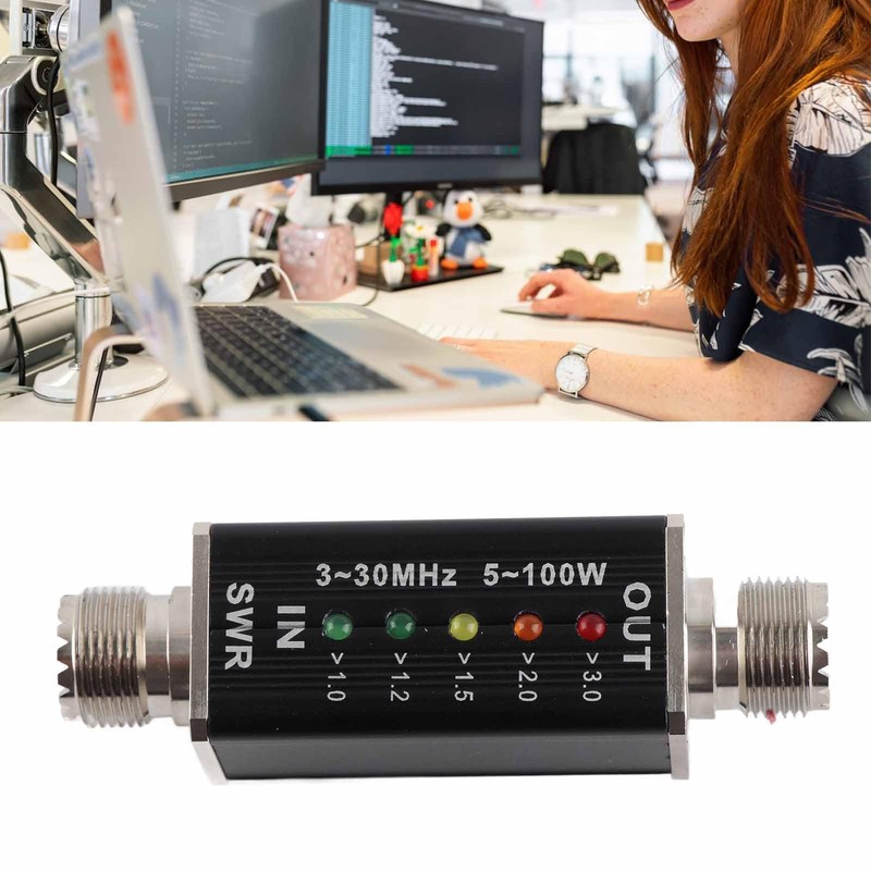 Standing Wave Meter, 3-30MHz Frequency, 5-100W Power, LED Display, M