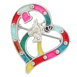 BONSNY Alloy Couple Giraffe Brooch Enamel Pins Jewellery for Women Girls Clothing Scarf Accessories Gift (Multi)