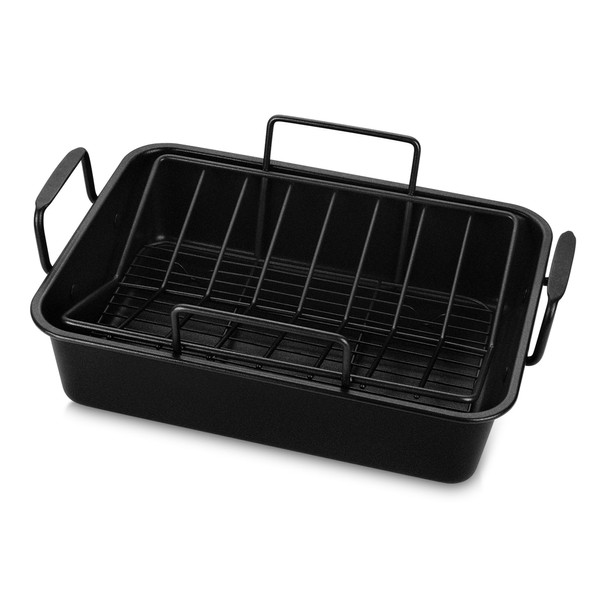 E-far Roasting Pan with Racks, Small Stainless Steel Turkey Roaster