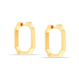 Charmsy 925 Sterling Silver 18K Gold Plated Square Shape Round Corners Huggie Hoop Earrings for Women Teen