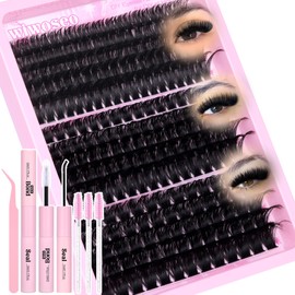 wiwoseo Lash Clusters Kit Volume Lash Extenison Kit with Lash Bond and Seal 100D+130D+150D Thick Cluster Eyelash Extensions Mink Eyelash Clusters Kit Dramatic Individual Lashes for Beginners (12-20MM)