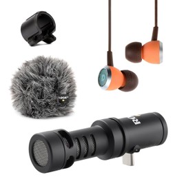 Rode Videomic Me-C+ USB-C Microphone for iOS and Android Smartphones with Audiofly In-Ear Earphones