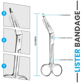 Utopia Care Bandage Scissors, 5.5 Inch Stainless Steel Shears for First Aid and Professional Use – Silver