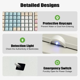 Electronic Cash Register,Cash Management System Electronic,Quick Load Thermal Printer,Cash Register with Cash Drawer & Keys for Supermarkets,Shopping Malls (White)