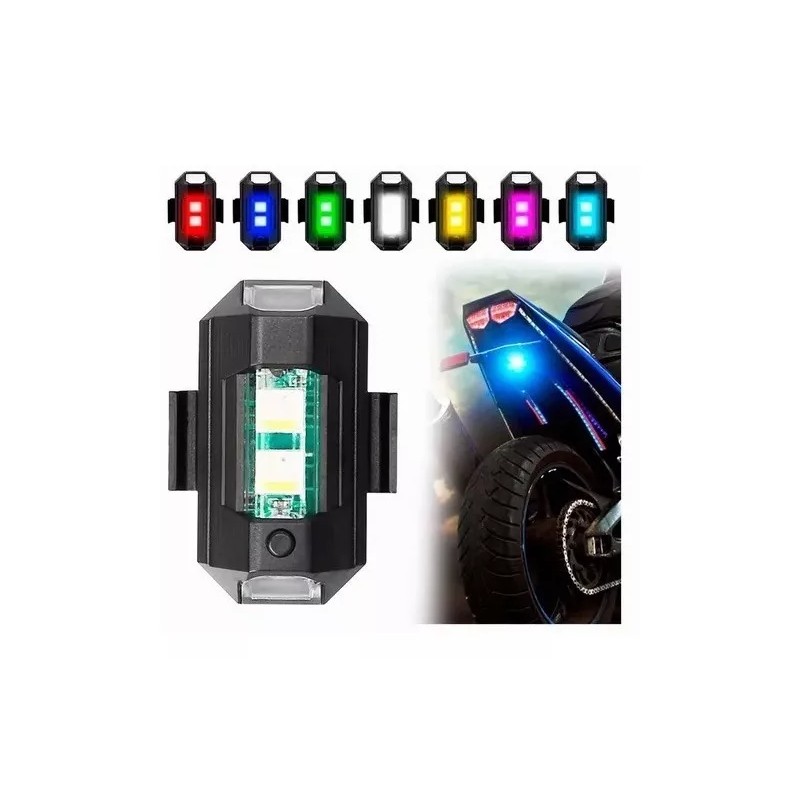Mini Luz Led Estrobo Funciones Fija Moto Bici Auto 2pcs