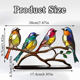 Anmahe Bird Ornaments,Ornament,Decorations for Living Room (4 Birds) Acrylic Bird Ornaments Indoor,Decorative Home Accessories,Suitable for Living Room Bedroom Office Desk Cabinet