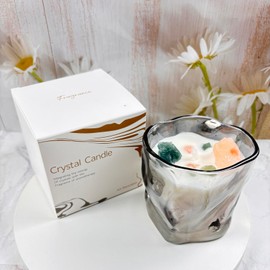 CaxyKyx Scented Soy Candles with Crystals Inside Aromatherapy Candle for Women Positivity Energy Gift for Mothers Days Birthday Gray
