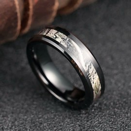 King Will 6mm Mens Black Camo Tungsten Carbide Ring Camouflage Comfort Fit Wedding Band 14
