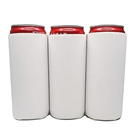 10 Pack Blank White Slim Can Cooler - 12oz Durable Neoprene Seltzer Can Sleeve - DIY Sublimation Blanks - Plain White DIY Blank Can Holder for Personalization with Sublimation or HTV