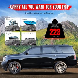 IKON MOTORSPORTS Cross Bars, Compatible with 2015-2020 Chevy Tahoe Suburban Escalade GMC Yukon, Factory Style Black Aluminum Cargo Roof Rack Transport Carrier