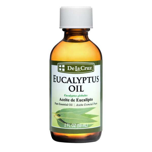 De La Cruz Eucalyptus Essential Oil Aromatherapy for Diffuser or Humidifier, 100% Pure Steam Distilled Eucalyptus Globulus 2 FL OZ