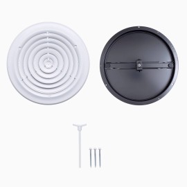 Handua Steel Round Air Supply Diffuser with Butterfly Damper for Ceiling - 12 Inch [Neck Size]-WHITE