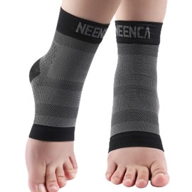 NEENCA Ankle Socks for Sprained Ankle Compression Sleeves ,Ankle Support for Men & Women (Pair), for Plantar Fasciitis, Achilles Tendonitis Relief, Heel Spurs, Torn Ligaments,Foot Swelling, Sports (Gray, S)
