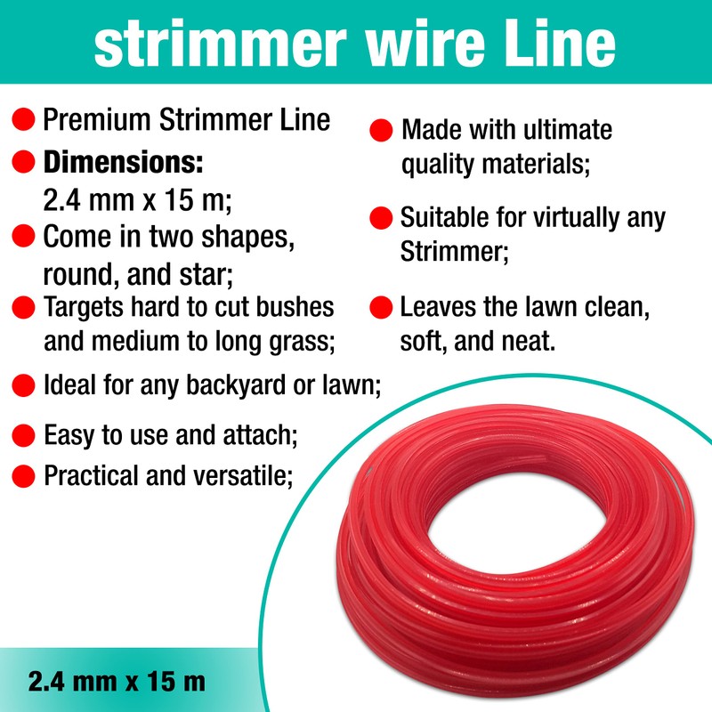 MYPURECORE Strimmer Line Red Star – 2.4 mm x 15