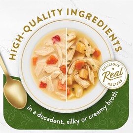 Purina Fancy Feast Paquete Variado de suplemento de Alimentos húmedos para Gatos de Ingredientes limitados, colección de Pollos de caldos, (12) Bolsas de 1.4 onzas