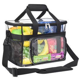 UEASE Clear Lunch Bag 24-Can with Adjustment Shouder Strap for Women/Men, Reusable Clear Lunch Box, Clear Tote Bag Stadium Approved for Work,School,Picnic,Security Check(Large)