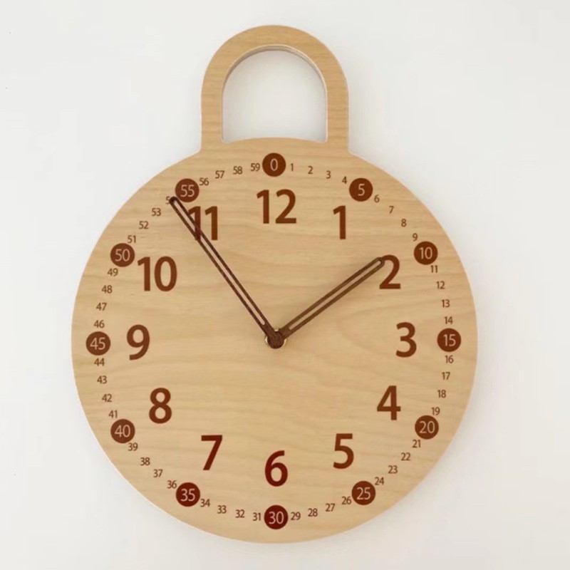 Wall Clock 10 Inch Round Silent Decorative Battery Operated Wooden
