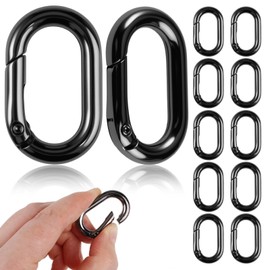 Pack of 10 Small Carabiners, 1 Inch Oval Spring Carabiner Hook, Black Carabiner O-Ring Small, Metal Ring Carabiner for Key Chain Hooks and Purse Key Ring Replacement Parts