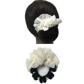 Twist 'n' Twirl to make a bun with bun ornament-Rufflescremewht-blk wand
