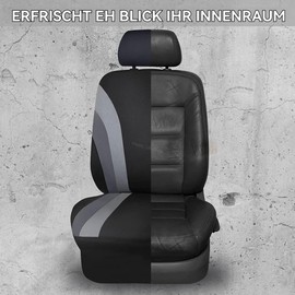 UUE Car Seat Covers Universal Fit Complete Set, Seat Covers Car Universal Set (Full Row, Grey and Black), Car Seat Covers for Normal Seats, 2 Front Seat Covers, 1 Rear Seat Cover