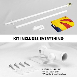UD_G128 - 6 Feet Tangle Free Spinning Flagpole (White) Arizona Double Sided Brass Grommets Embroidered 3x5 ft (Flag Included) Al