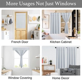 NICETOWN Door Curtain for Door Window 72 inch, Privacy Room Darkening Self Adhesive Thermal Insulated Window Curtains for Patio/Living Room/Bedrom, 36" W x 72" L, 1 Panel, Greyish White