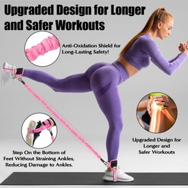Wood Homing Ankle Resistance Bands with Cuffs - 3 Level Ankle Weight Exercise Band with Adjustable Cable Kickback Ankle Strap Leg Glute Booty Fitness Equipment for Women Gym Home Stretch Pilate Yoga