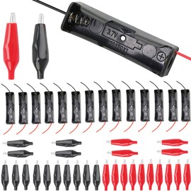 DKARDU 15 pcs 3.7V 18650 Battery Holder AA Battery Holder case 1 Slots with Wire Leads Battery Holder Plastic Battery Holder with 30 pcs Alligator Clip Red and Black for Electronics Project DIY