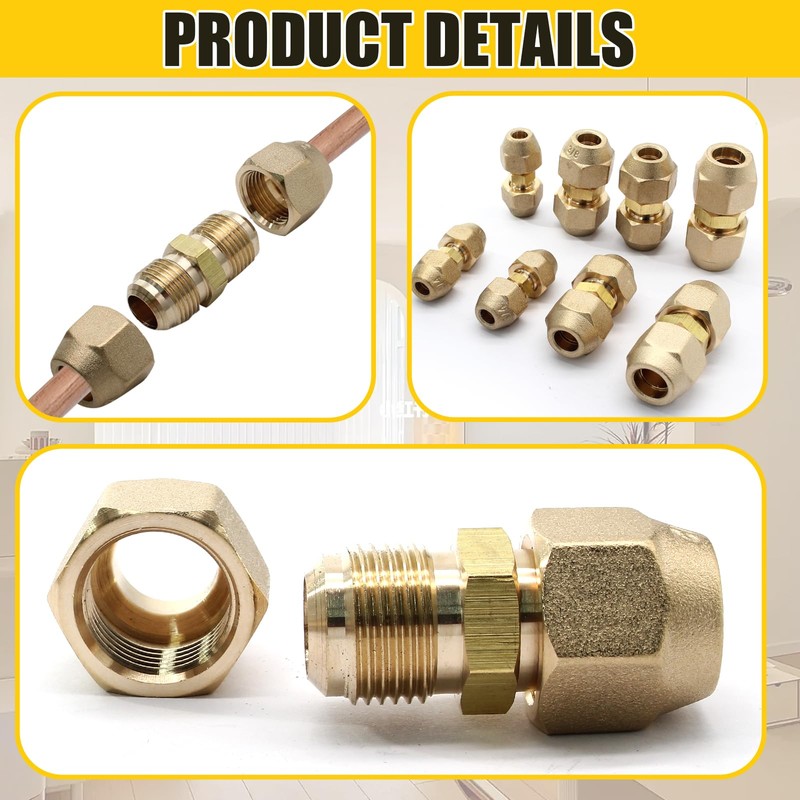 Opfiue 2PCS Copper Pipe Extension Joint Connectors, Air Conditioning Coupling