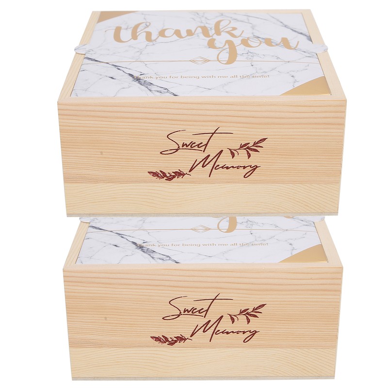 2 Set Wedding Wooden Gift Box PVC Exquisite Candy Packaging