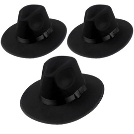 WickedFun® Adult Black Gangster Hat With Black Band, Perfect For 1920's Mafia Trilby Fedora Dress Up Fancy Dress Costume Accessory For Unisex, Pack OF 3
