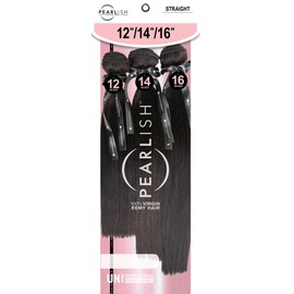 Sensationnel Pearlish Multi BSS hair - straight 15a remy beauty supply hair sew in or glue on human hair 3 bundle layered lengths - Pearlish Multi Straight (12 14 16 inch, NATURAL/BLACK)