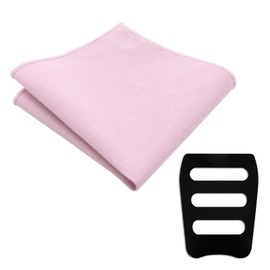 Gsyziux Handkerchiefs for Men Cotton Linen Mens Pocket Squares with Pocket Square Holder for Wedding Party Tuxedo Suit (Pink)