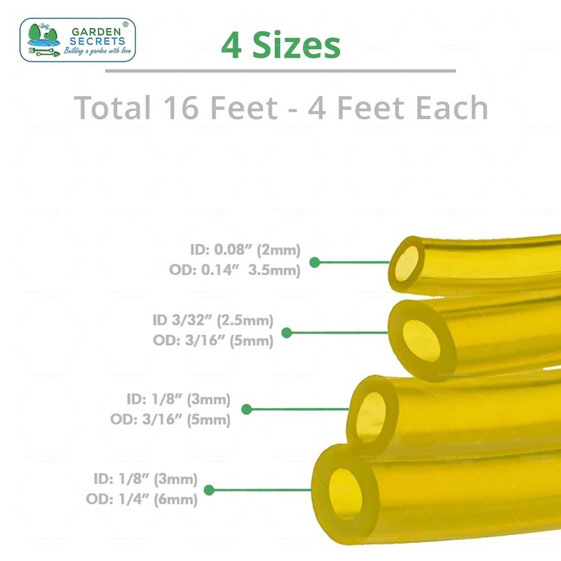 GARDEN SECRETS 4 Sizes Fuel Line Fuel Hose Replacement Fuel