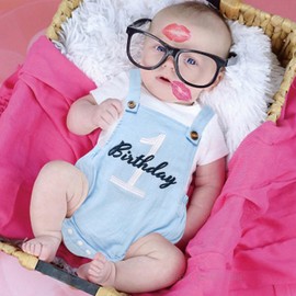 Mameluco de primer cumpleaños para bebés y niñas, traje de primer cumpleaños para niños y niñas, Azul-cielo, 12-18 Meses