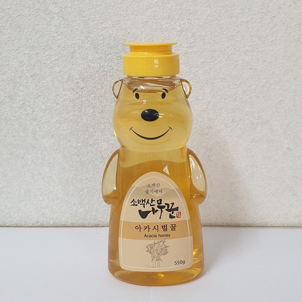 [Sobaeksan Woodcutter Honey] Natural acacia honey produced at the foot of Sobaeksan Mountain, 550g Bear honey, sugar-free honey / [소백산나무꾼벌꿀]소백산 자락에서 생산한 천연 아카시아꿀 550g 곰돌이벌꿀 무설탕 벌꿀