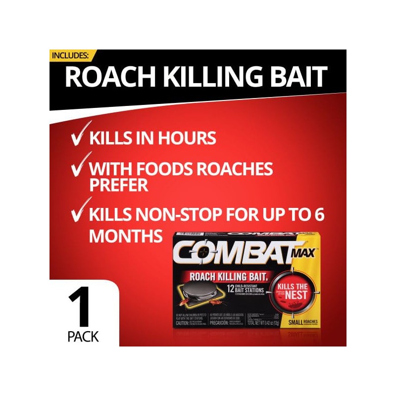 Combat 51910 Small Roach Bait, 12 Per Pack