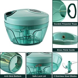 Dove Mini Handy (400ml) and Compact Chopper with 3 Blades for Effortlessly Cutting Vegetables and Fruits for Your Kitchen