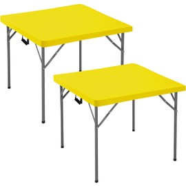 Enjoyidea - Mantel cuadrado ajustado de 36 x 36 pulgadas, paquete de 2 piezas de ropa de mesa elástica con tarjeta amarilla, plegable, tamaño pequeño, elástico, para cocina, comedor, picnic, patio
