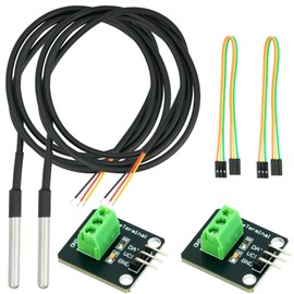 WWZMDiB 2 Sets DS18B20 Temperature Sensor Kit High-Precision Waterproof Probe + Adapter Board with Pull-up Resistor + Dupont line for Arduino Raspberry Pi DIY