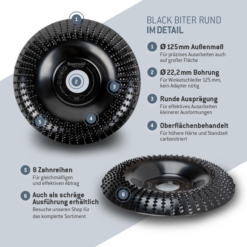 Bayerwald "Black Biter" Curved/Round Rasp Disc Diameter 125 mm x