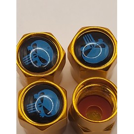 Unbranded 1 Set of 4 Gold Punisher Tire Valve Stem Caps For Car, Standard Fitting #142