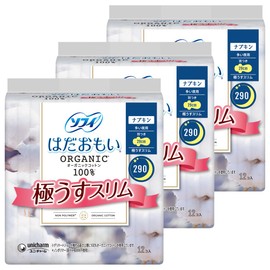 Sofy Hadaomi, Organic Cotton, Ultra Thin Slim, For Many Nights, With Wings, 11.4 inches (29 cm), 36 Coats (12 Packs x 3) (Sanitary Supplies Napkins)