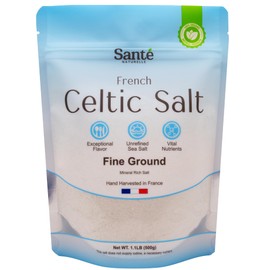 Sante Naturelle Sal Marina Francesa Molida Fina - 1.1Lb (18Oz) Sal Mineral, Sal Marina Francesa Sin Refinar Orgánica, Sal Minerales 82+ Cosechada A Ma