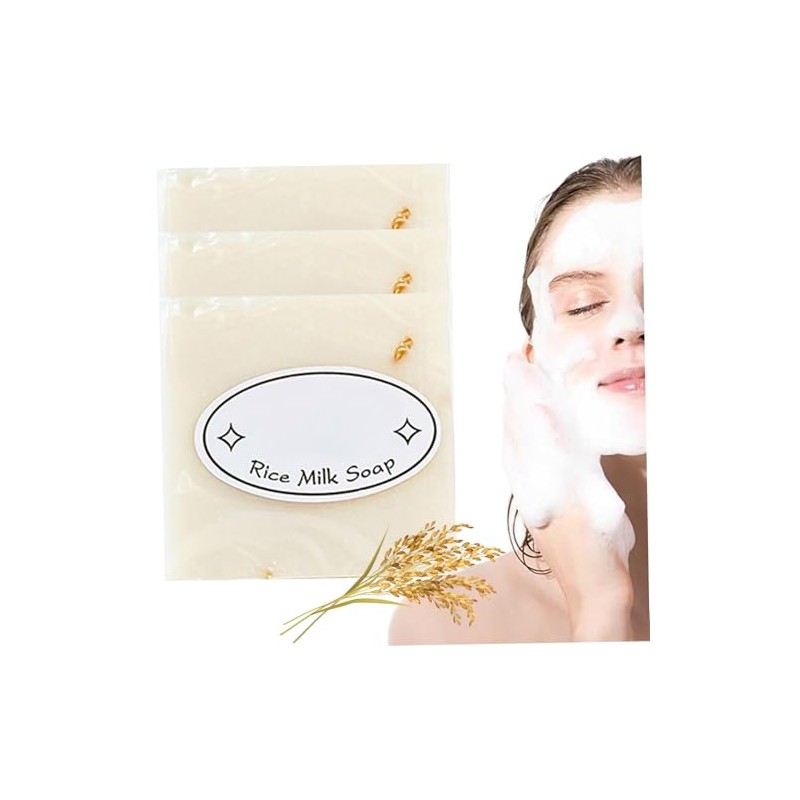 Barra Jabón Arroz 3pcs 65g Limpiador Antiácaros Exfoliante Natural Cuerpo