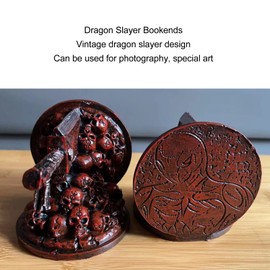 Berserk Bookends, Vintage Resin Decorative Bookends Non Slip Furious Dragon Slayer Bookends, Unique Bookends Ornament for Desk Decoration