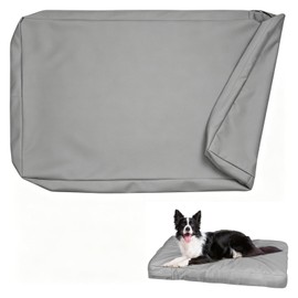 Waterproof Dog Bed Covers Replacement Washable,Pet Hair Resistant Bedding Cover with Zipper,Gray Durable Oxford Fabric(36.2×23.2×3.9in)