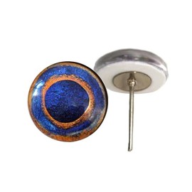 Blue Spotted Pufferfish Glass Eyes On Wire Pin Posts for Felt Making & Other Crafts - Choose Your Size 6mm, 8mm, 10mm, 12mm, 14mm, 16mm (14mm)